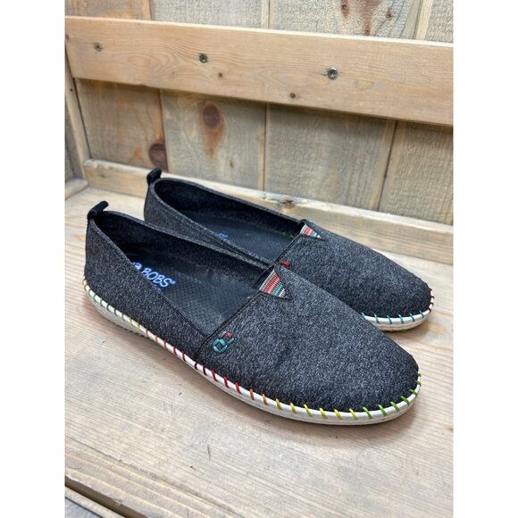 US8.5 Bobs Skechers Gray Loafers Rainbow Stitching Pride Slip Ons - Picture 1 of 9